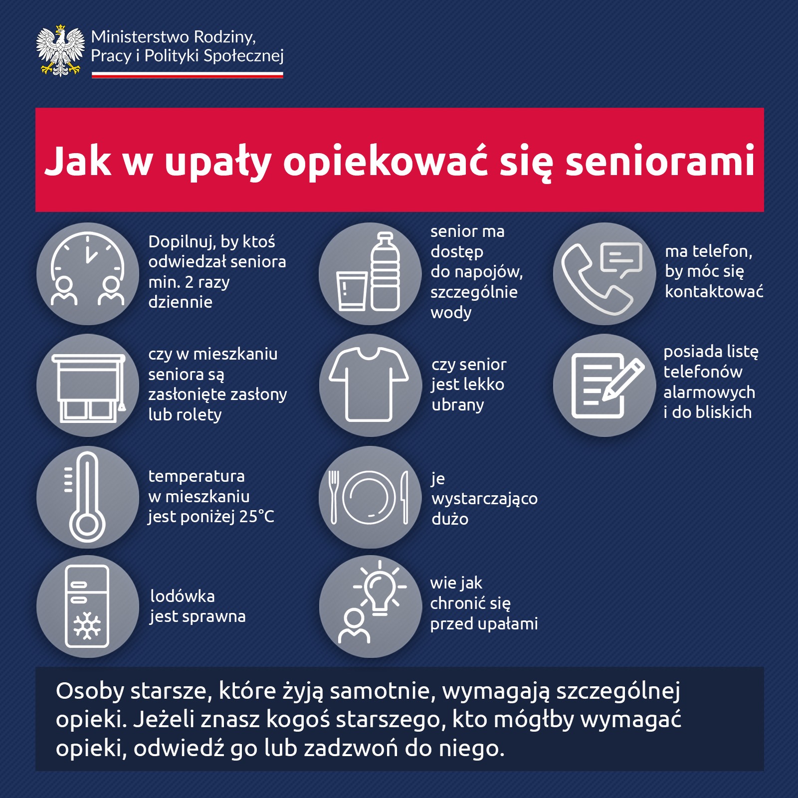 infografika jak w upały opiekować się seniorami