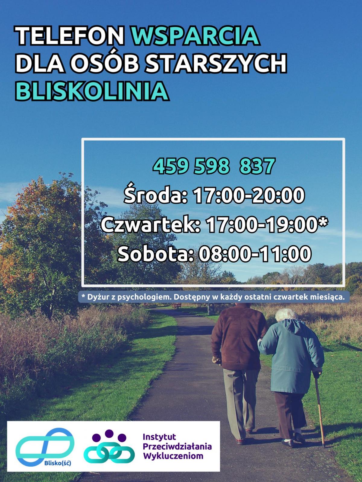 plakat informacyjny telefonu wsparcia dla osób starszych