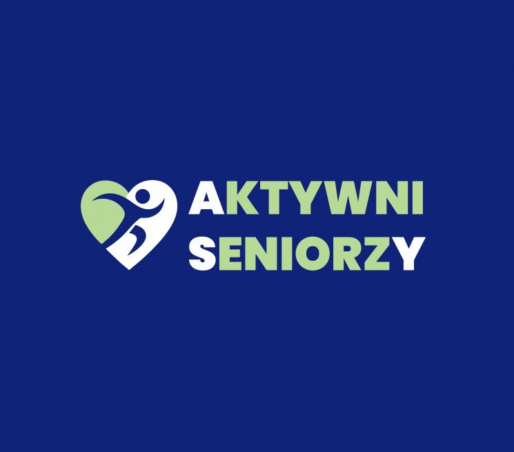grafika logo aktywni Seniorzy na niebieskiem tle