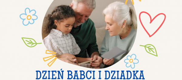 grafika z dziakowie z wnuczką oglądają zdjęcia