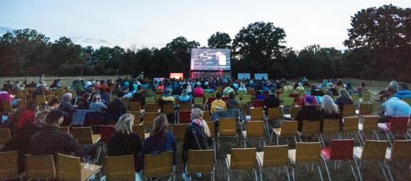 zdjęcie osoby oglądaja film w kinie plenerowym