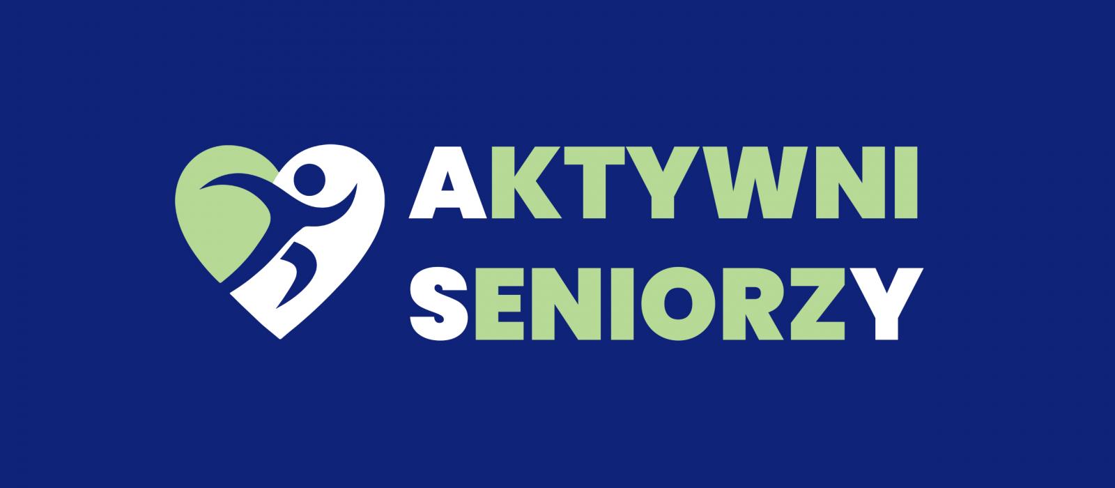 grafika logo aktywni Seniorzy na niebieskiem tle